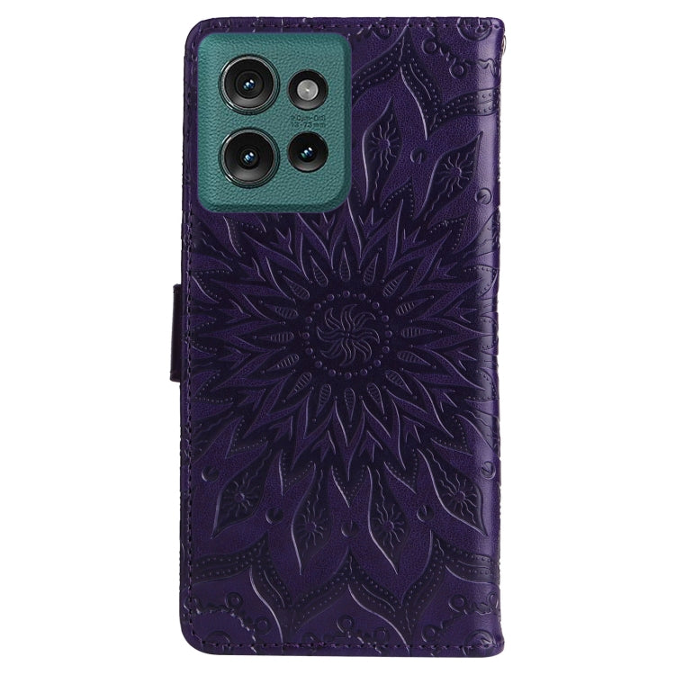 For Motorola Edge 50 5G Embossed Sunflower Pattern Flip Leather Phone Case