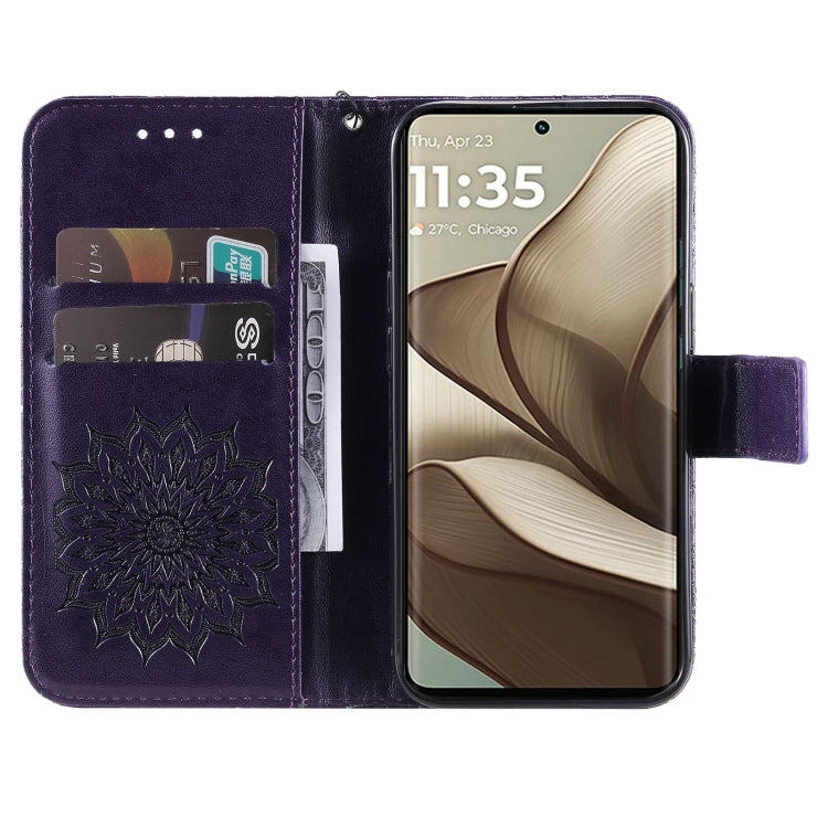 For Motorola Edge 50 5G Embossed Sunflower Pattern Flip Leather Phone Case