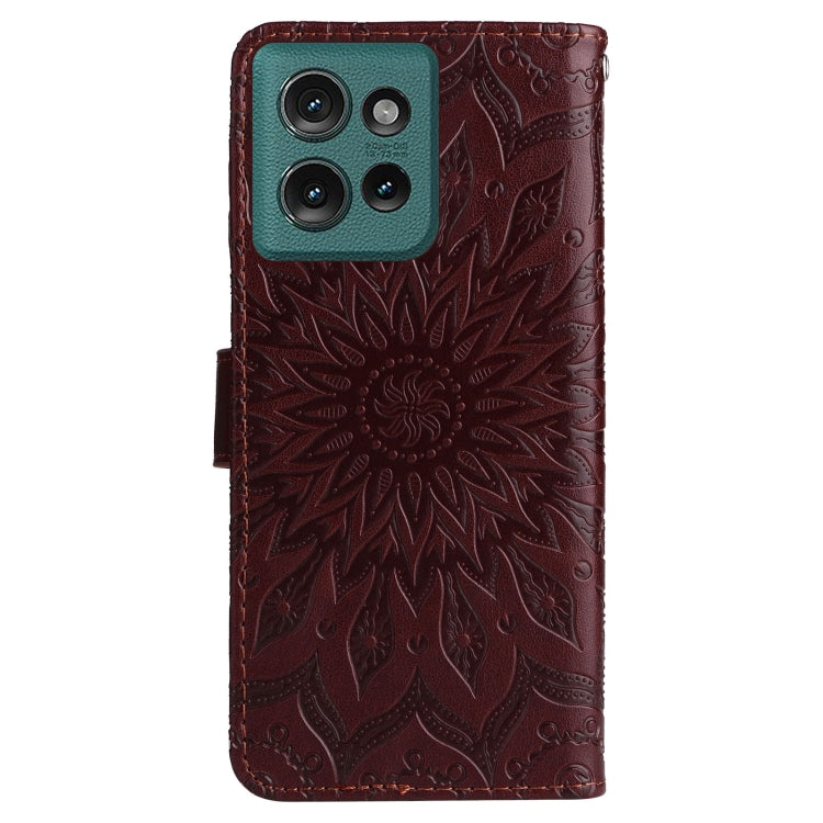 For Motorola Edge 50 5G Embossed Sunflower Pattern Flip Leather Phone Case
