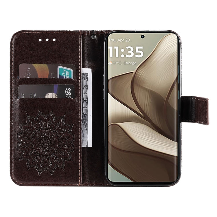 For Motorola Edge 50 5G Embossed Sunflower Pattern Flip Leather Phone Case