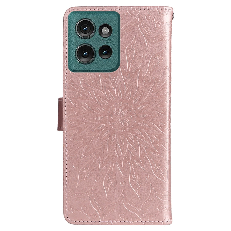 For Motorola Edge 50 5G Embossed Sunflower Pattern Flip Leather Phone Case