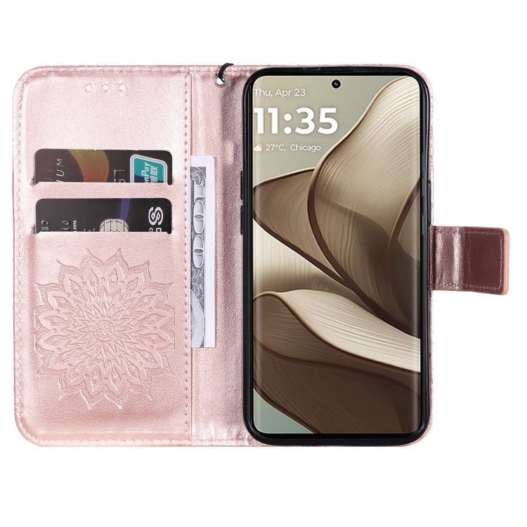 For Motorola Edge 50 5G Embossed Sunflower Pattern Flip Leather Phone Case