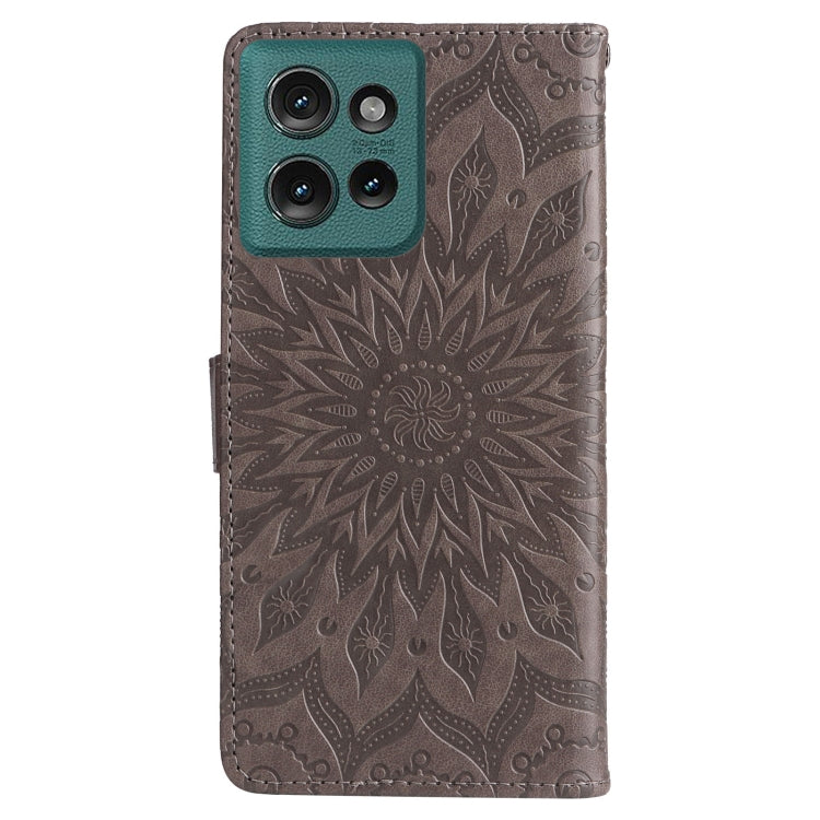 For Motorola Edge 50 5G Embossed Sunflower Pattern Flip Leather Phone Case
