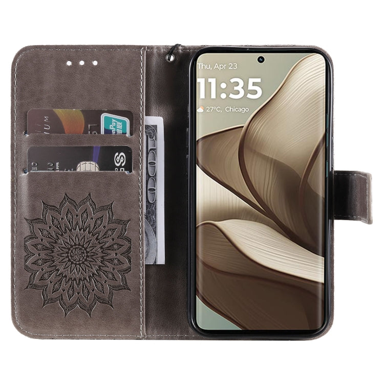 For Motorola Edge 50 5G Embossed Sunflower Pattern Flip Leather Phone Case