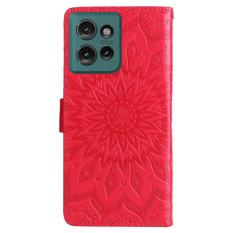 For Motorola Edge 50 5G Embossed Sunflower Pattern Flip Leather Phone Case