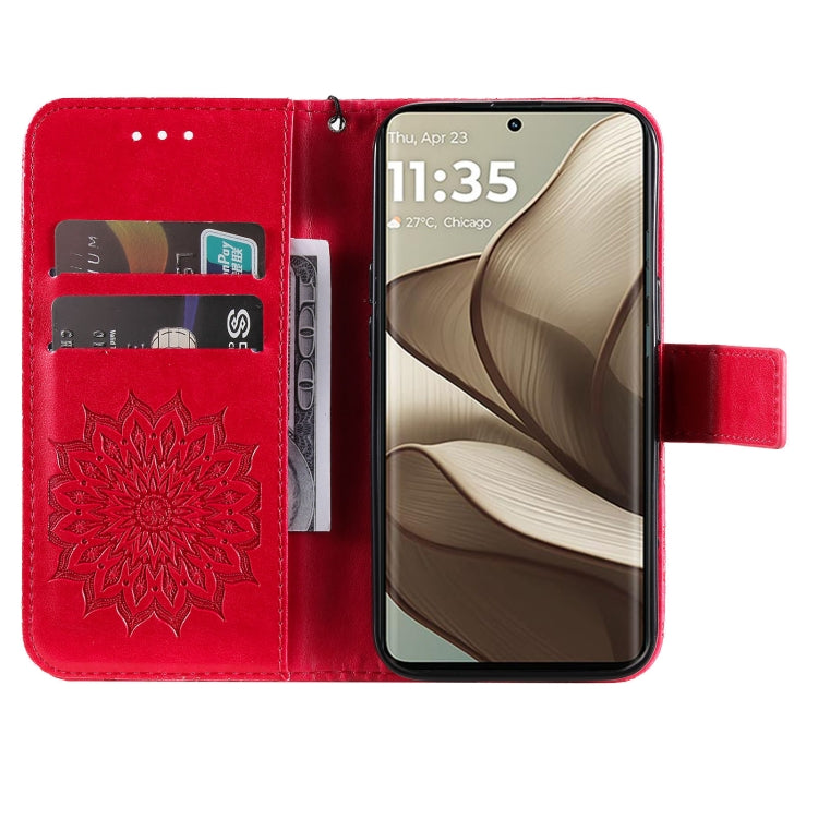 For Motorola Edge 50 5G Embossed Sunflower Pattern Flip Leather Phone Case