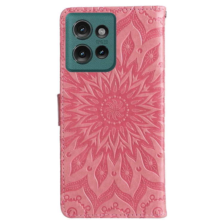 For Motorola Edge 50 5G Embossed Sunflower Pattern Flip Leather Phone Case