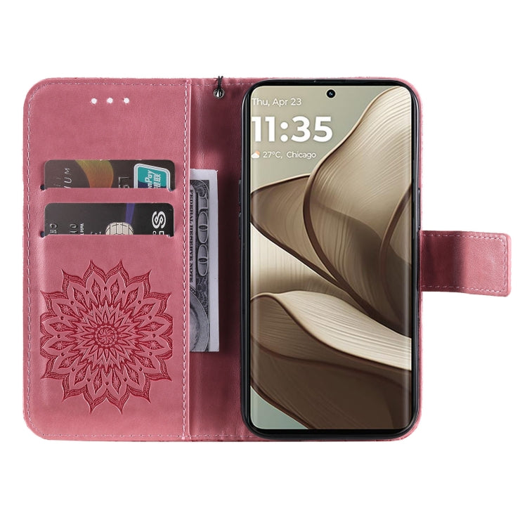 For Motorola Edge 50 5G Embossed Sunflower Pattern Flip Leather Phone Case