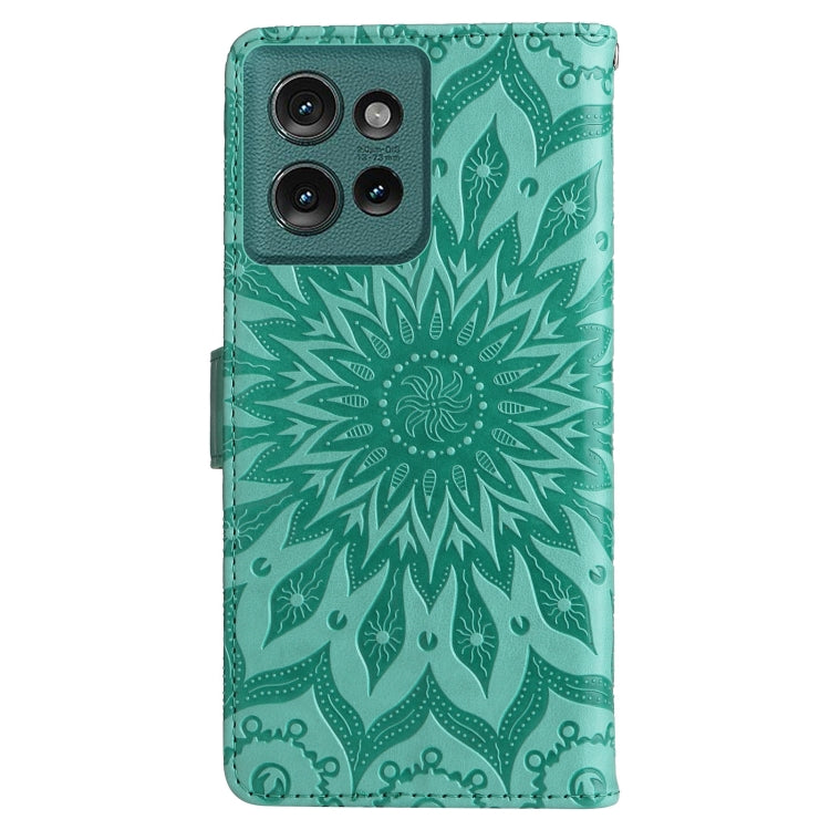 For Motorola Edge 50 5G Embossed Sunflower Pattern Flip Leather Phone Case