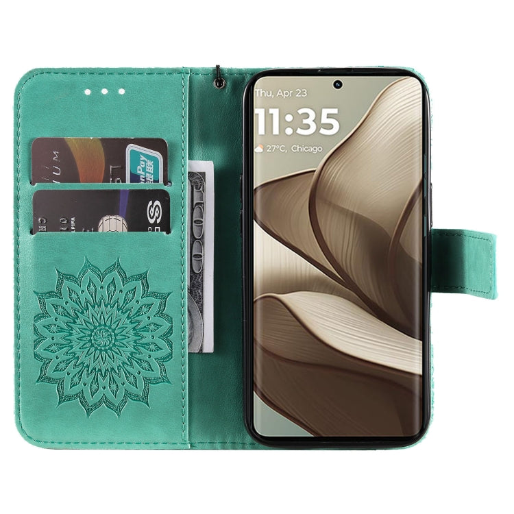 For Motorola Edge 50 5G Embossed Sunflower Pattern Flip Leather Phone Case
