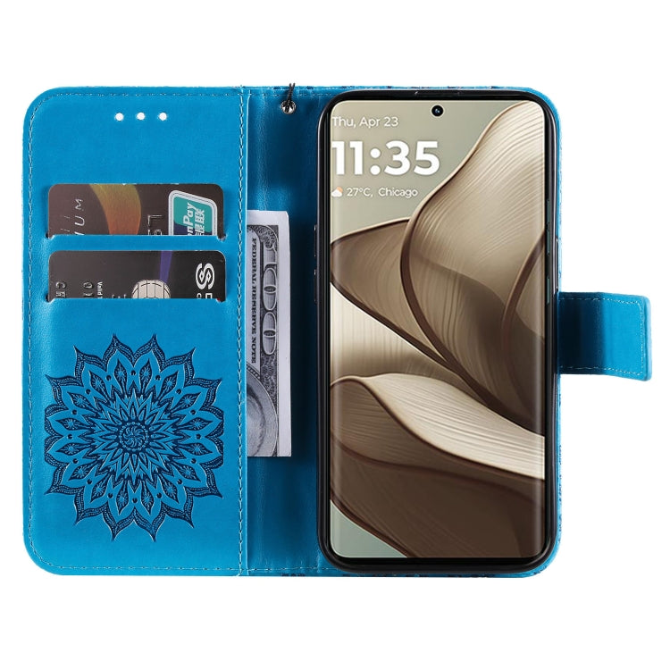 For Motorola Edge 50 5G Embossed Sunflower Pattern Flip Leather Phone Case