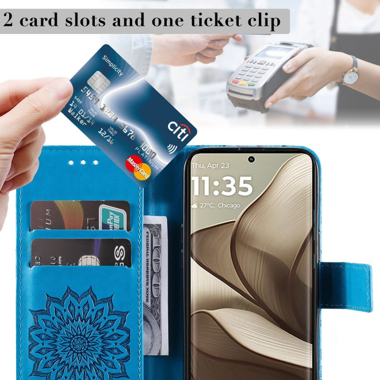 For Motorola Edge 50 5G Embossed Sunflower Pattern Flip Leather Phone Case