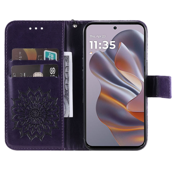 For Motorola Edge 50 Neo Embossed Sunflower Pattern Flip Leather Phone Case