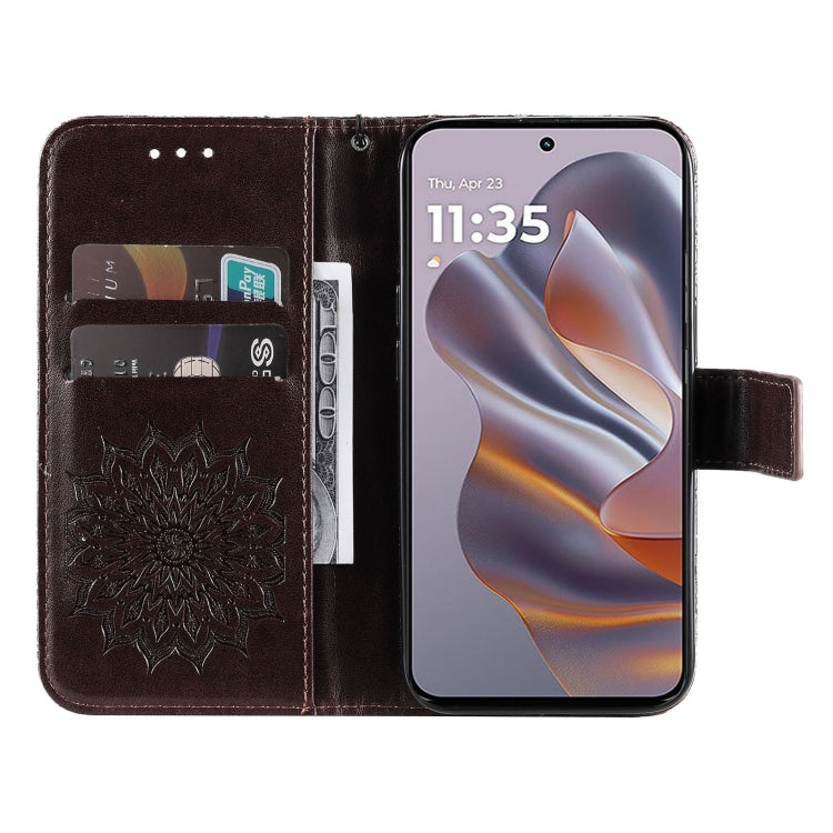For Motorola Edge 50 Neo Embossed Sunflower Pattern Flip Leather Phone Case