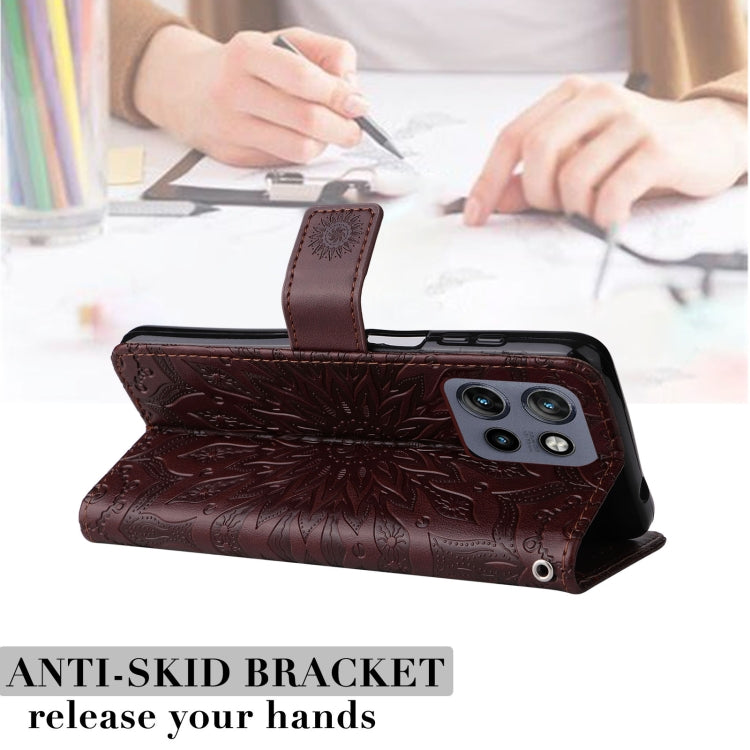 For Motorola Edge 50 Neo Embossed Sunflower Pattern Flip Leather Phone Case