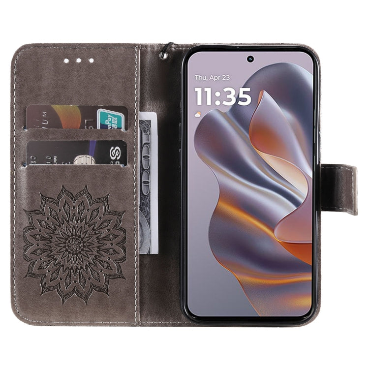For Motorola Edge 50 Neo Embossed Sunflower Pattern Flip Leather Phone Case