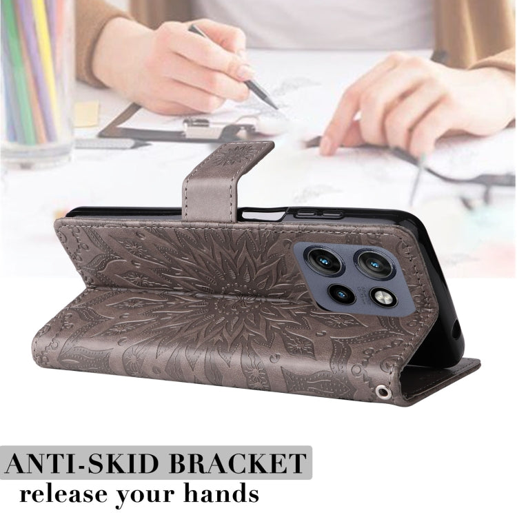 For Motorola Edge 50 Neo Embossed Sunflower Pattern Flip Leather Phone Case