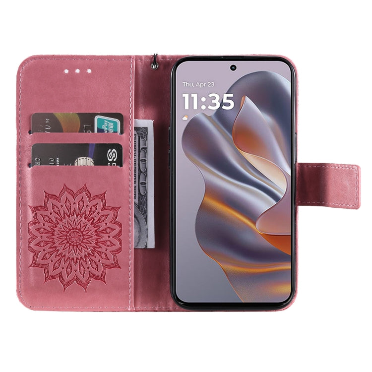 For Motorola Edge 50 Neo Embossed Sunflower Pattern Flip Leather Phone Case