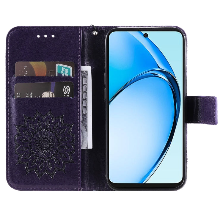 For OPPO A60 4G Global Embossed Sunflower Pattern Flip Leather Phone Case