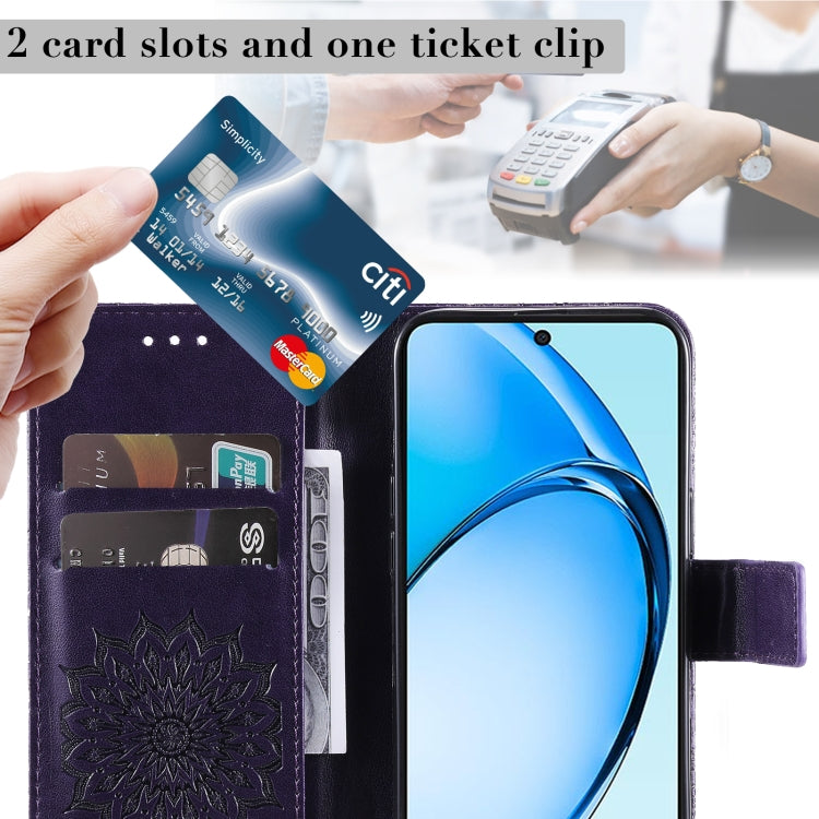 For OPPO A60 4G Global Embossed Sunflower Pattern Flip Leather Phone Case