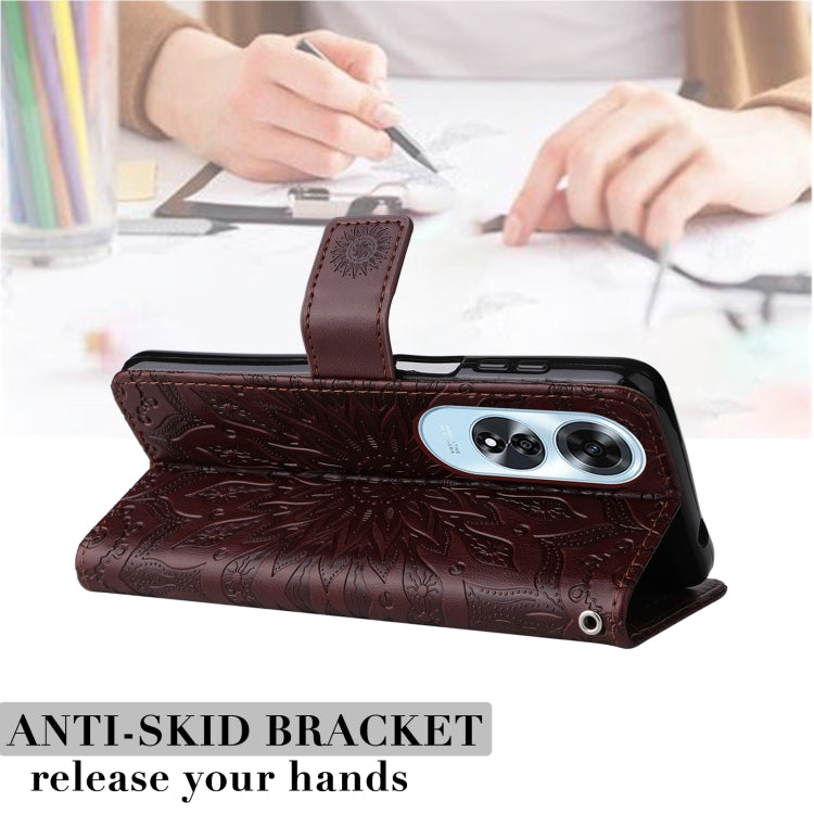 For OPPO A60 4G Global Embossed Sunflower Pattern Flip Leather Phone Case