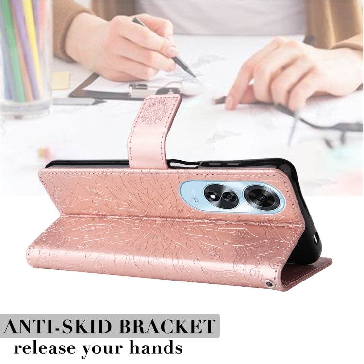 For OPPO A60 4G Global Embossed Sunflower Pattern Flip Leather Phone Case
