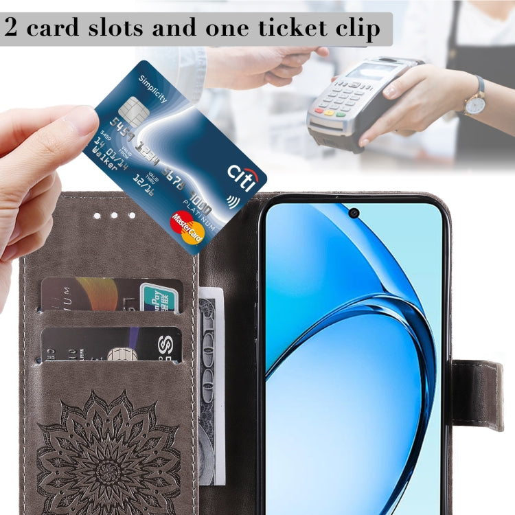For OPPO A60 4G Global Embossed Sunflower Pattern Flip Leather Phone Case