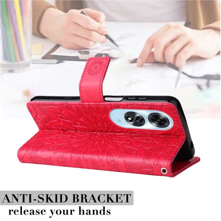 For OPPO A60 4G Global Embossed Sunflower Pattern Flip Leather Phone Case