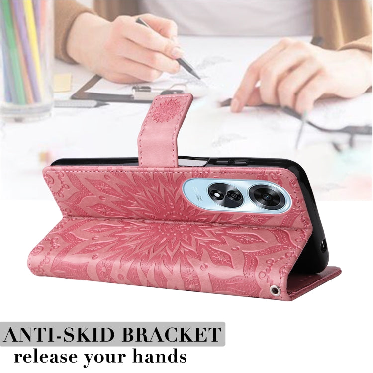 For OPPO A60 4G Global Embossed Sunflower Pattern Flip Leather Phone Case