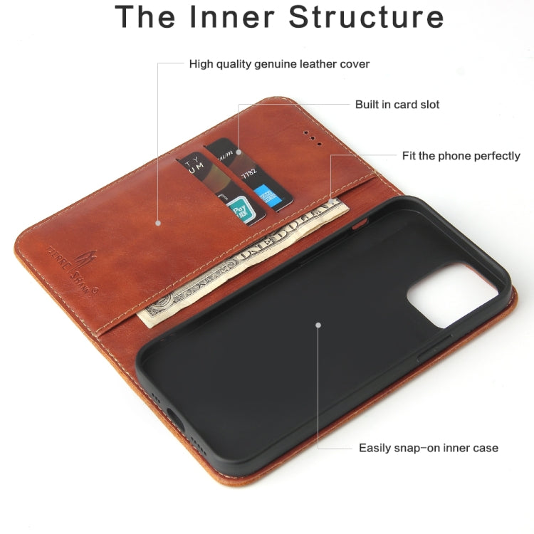 For iPhone 12 Pro Max Fierre Shann Retro Tree Bark Texture PU Magnetic Horizontal Flip Leather Case with Holder & Card Slots & Wallet