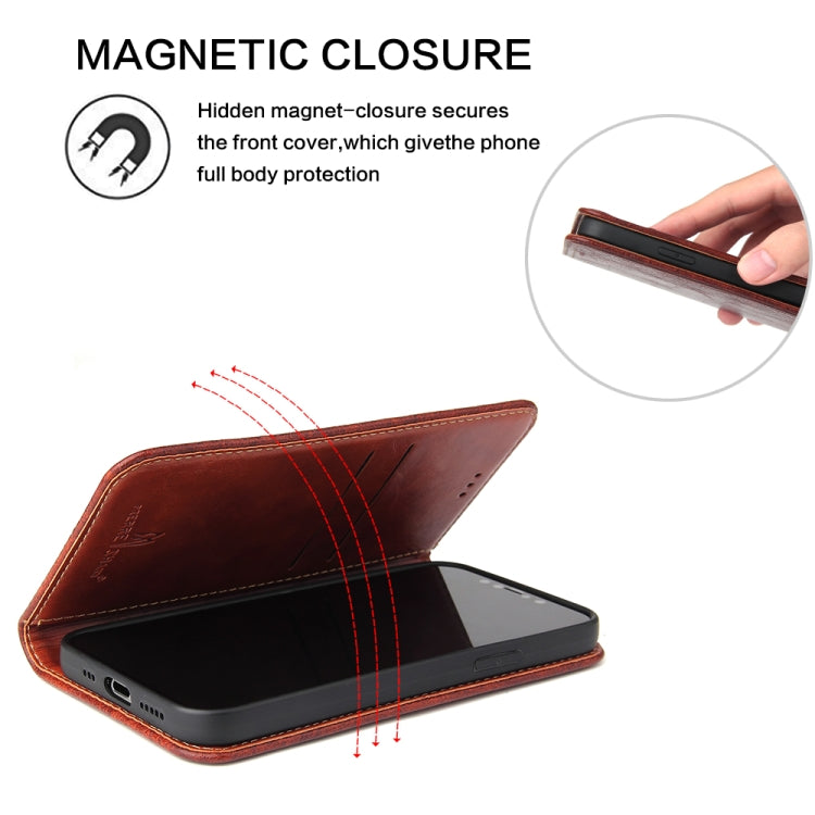 For iPhone 12 Pro Max Fierre Shann Retro Tree Bark Texture PU Magnetic Horizontal Flip Leather Case with Holder & Card Slots & Wallet