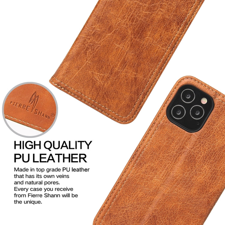 For iPhone 12 / 12 Pro Fierre Shann Retro Tree Bark Texture PU Magnetic Horizontal Flip Leather Case with Holder & Card Slots & Wallet