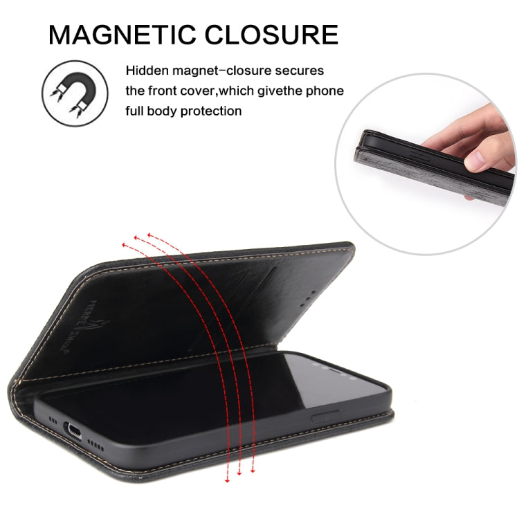 For iPhone 12 mini Fierre Shann Retro Tree Bark Texture PU Magnetic Horizontal Flip Leather Case with Holder & Card Slots & Wallet