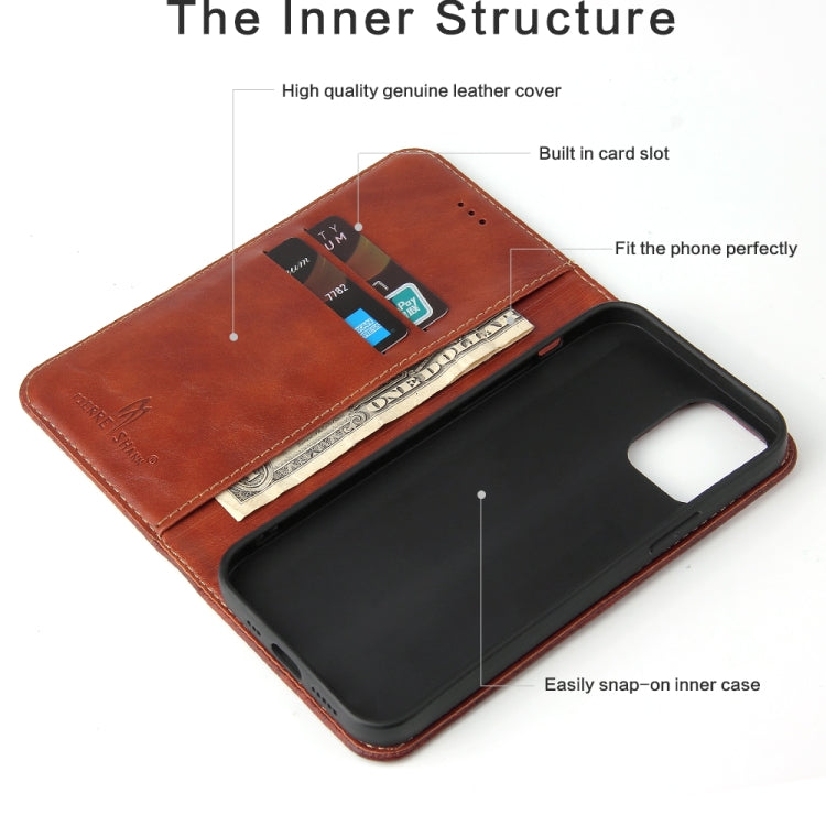 For iPhone 12 mini Fierre Shann Retro Tree Bark Texture PU Magnetic Horizontal Flip Leather Case with Holder & Card Slots & Wallet