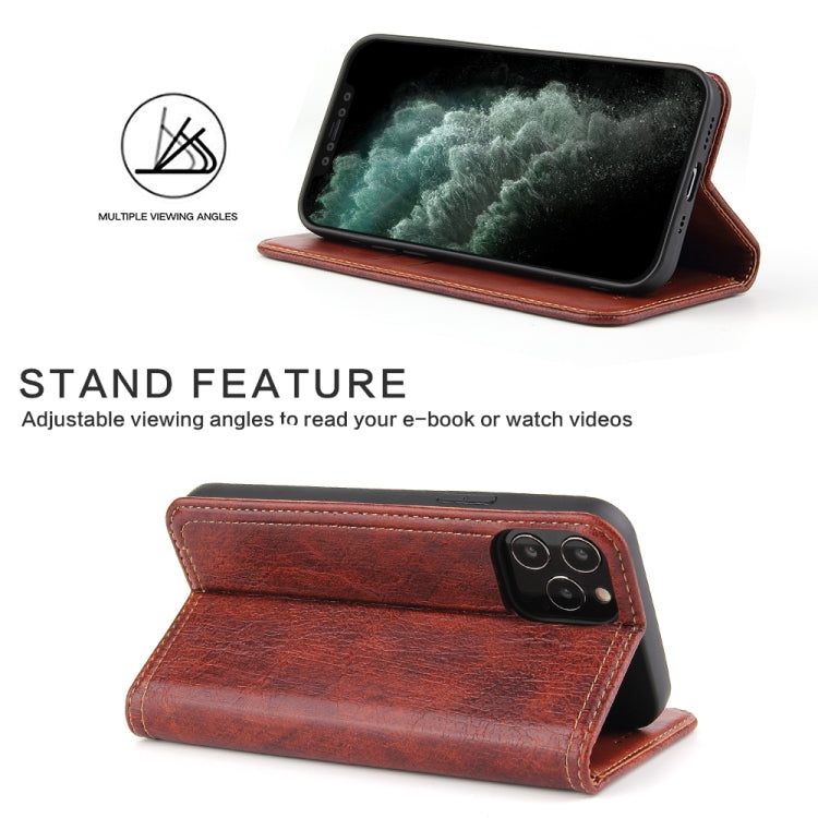 For iPhone 12 mini Fierre Shann Retro Tree Bark Texture PU Magnetic Horizontal Flip Leather Case with Holder & Card Slots & Wallet