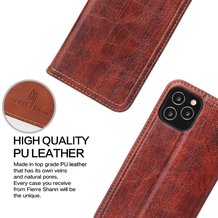 For iPhone 12 mini Fierre Shann Retro Tree Bark Texture PU Magnetic Horizontal Flip Leather Case with Holder & Card Slots & Wallet
