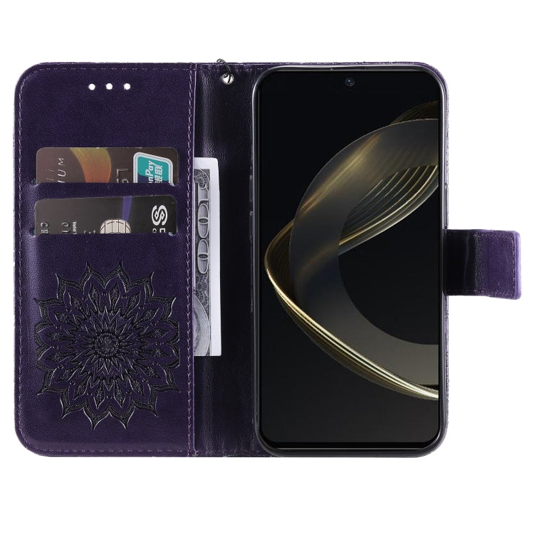 For Huawei nova 12 SE / nova 11 SE Embossed Sunflower Pattern Flip Leather Phone Case