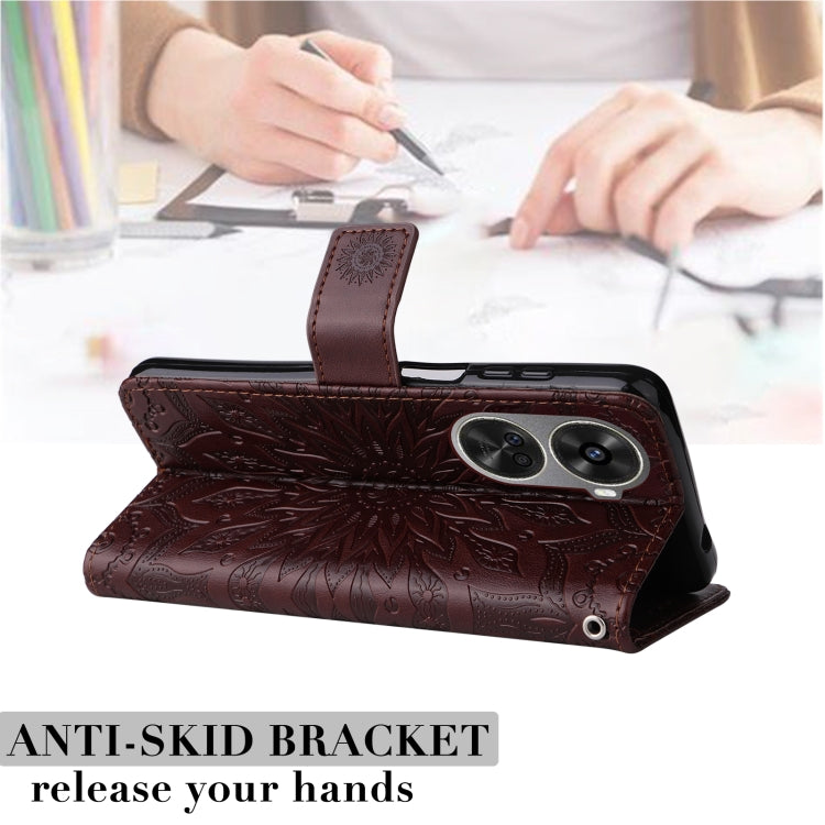 For Huawei nova 12 SE / nova 11 SE Embossed Sunflower Pattern Flip Leather Phone Case