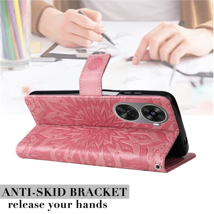 For Huawei nova 12 SE / nova 11 SE Embossed Sunflower Pattern Flip Leather Phone Case