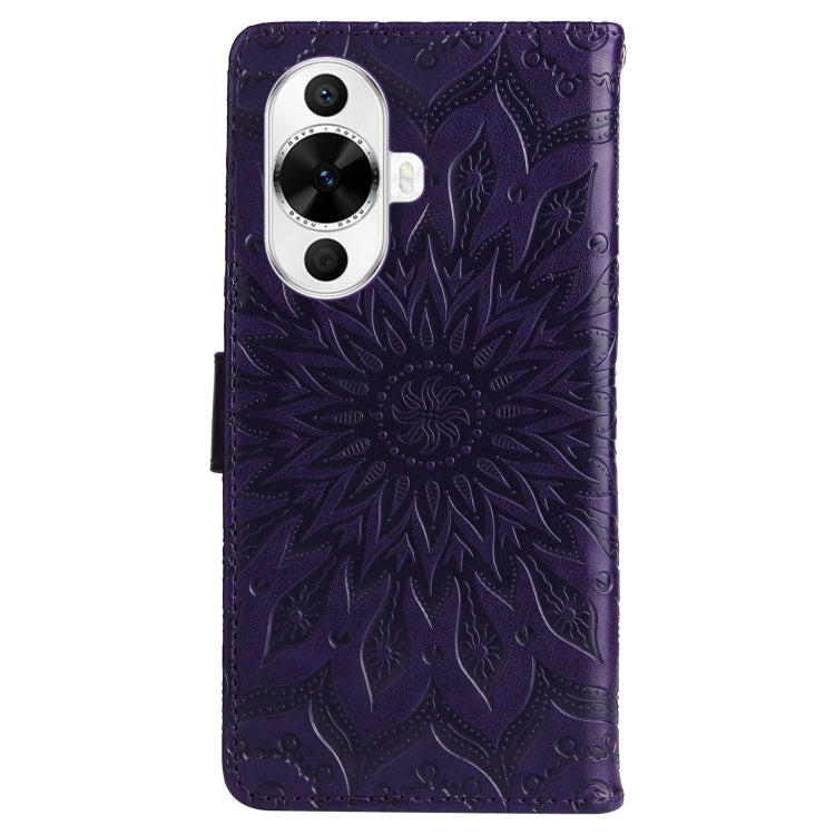 For Huawei nova 12s Embossed Sunflower Pattern Flip Leather Phone Case