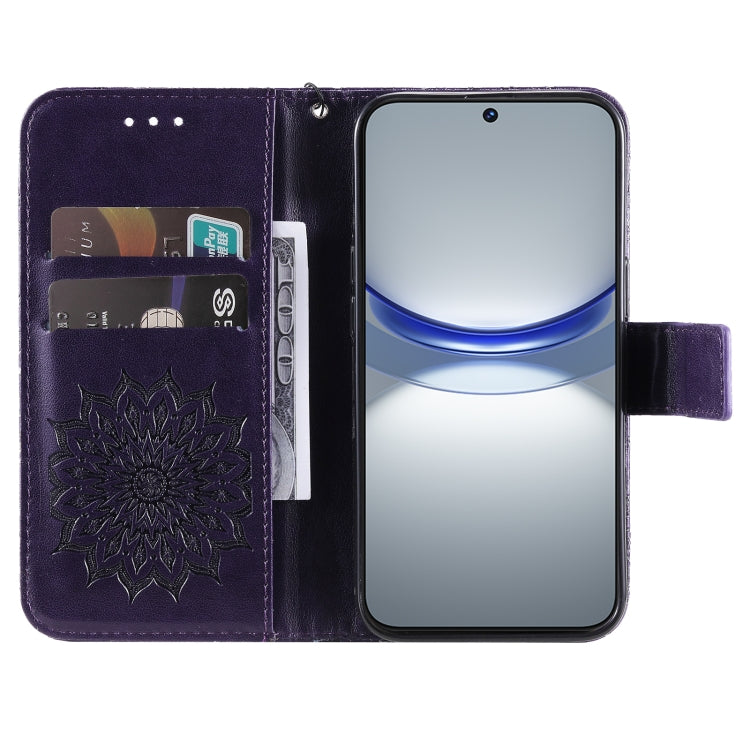 For Huawei nova 12s Embossed Sunflower Pattern Flip Leather Phone Case