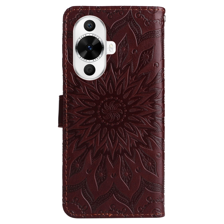 For Huawei nova 12s Embossed Sunflower Pattern Flip Leather Phone Case