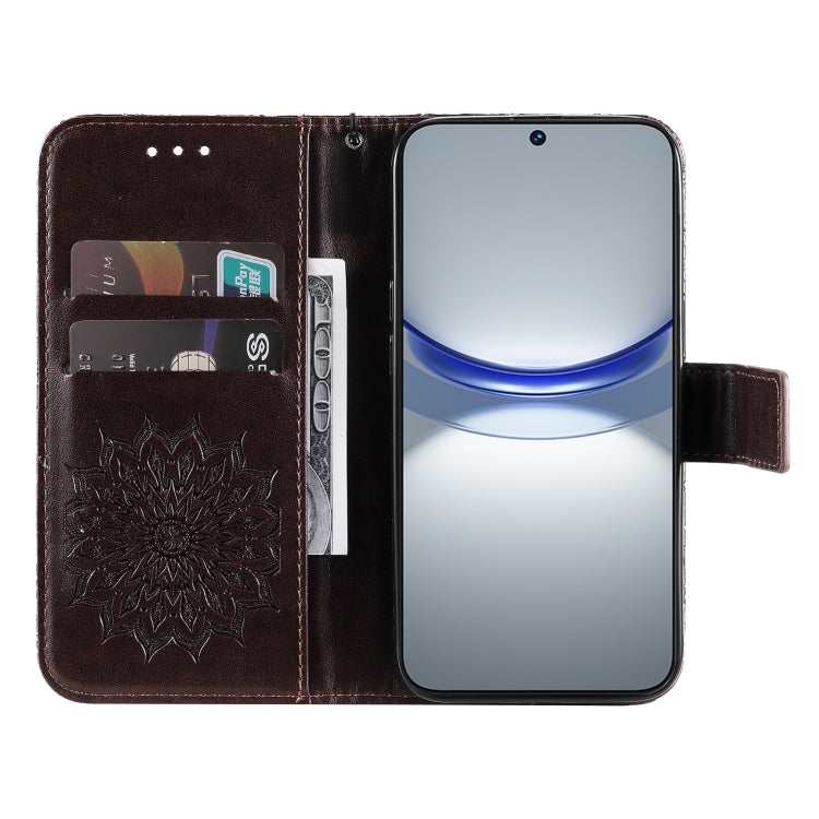 For Huawei nova 12s Embossed Sunflower Pattern Flip Leather Phone Case