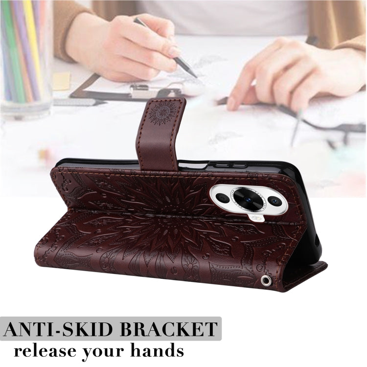 For Huawei nova 12s Embossed Sunflower Pattern Flip Leather Phone Case