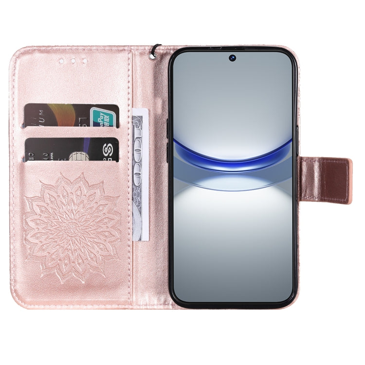 For Huawei nova 12s Embossed Sunflower Pattern Flip Leather Phone Case
