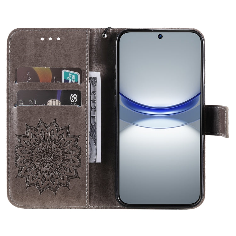 For Huawei nova 12s Embossed Sunflower Pattern Flip Leather Phone Case