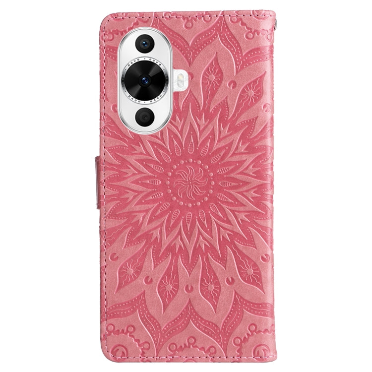 For Huawei nova 12s Embossed Sunflower Pattern Flip Leather Phone Case