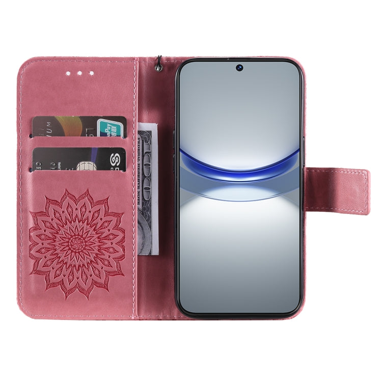 For Huawei nova 12s Embossed Sunflower Pattern Flip Leather Phone Case