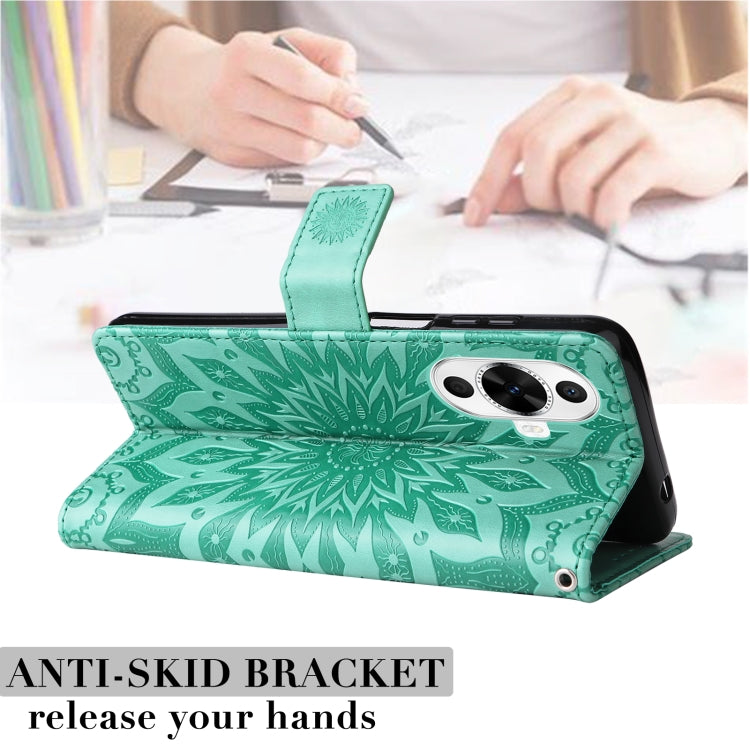 For Huawei nova 12s Embossed Sunflower Pattern Flip Leather Phone Case