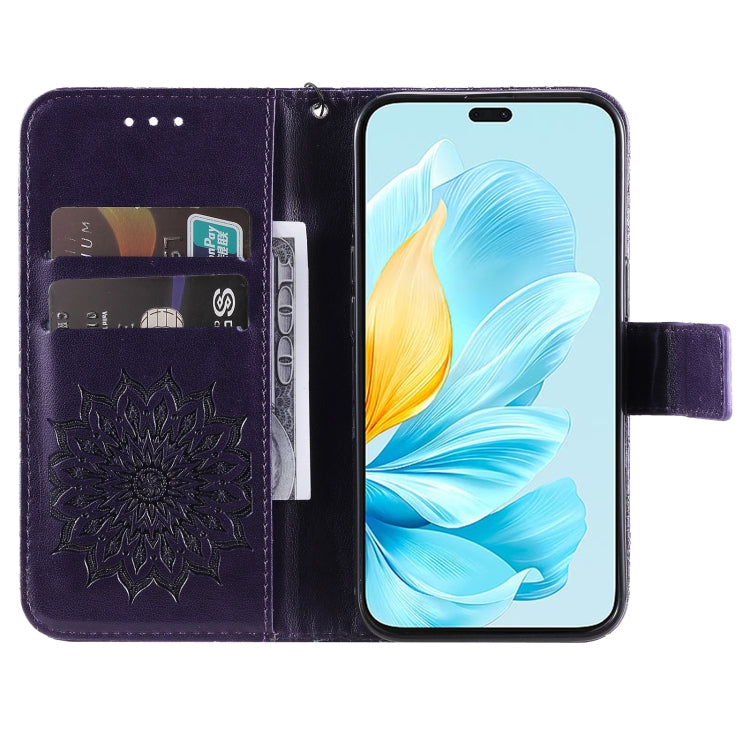 For Honor 200 Lite Global Embossed Sunflower Pattern Flip Leather Phone Case